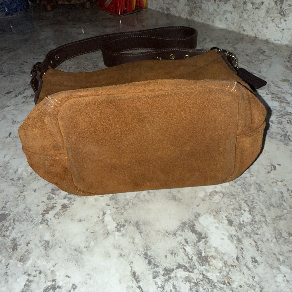 COACH Legacy Suede Chocolate Brown Slim Bucket Shoulder Bag Vintage Y2K 4115 - Picture 7 of 12